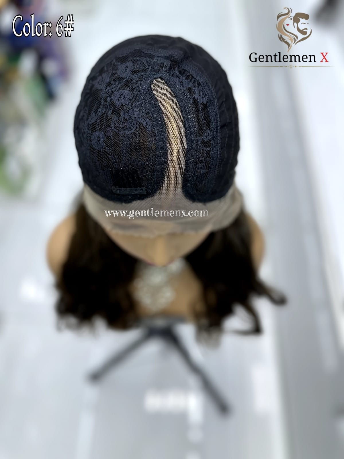 20''-22'' Arsuim Side T Part Remy human Hair Lace Wig Natural Wave Color 6#