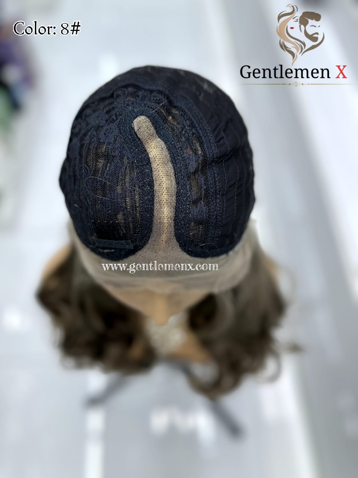 20''-22'' Arsuim Side T Part Remy human Hair Lace Wig Natural Wave Color 8#