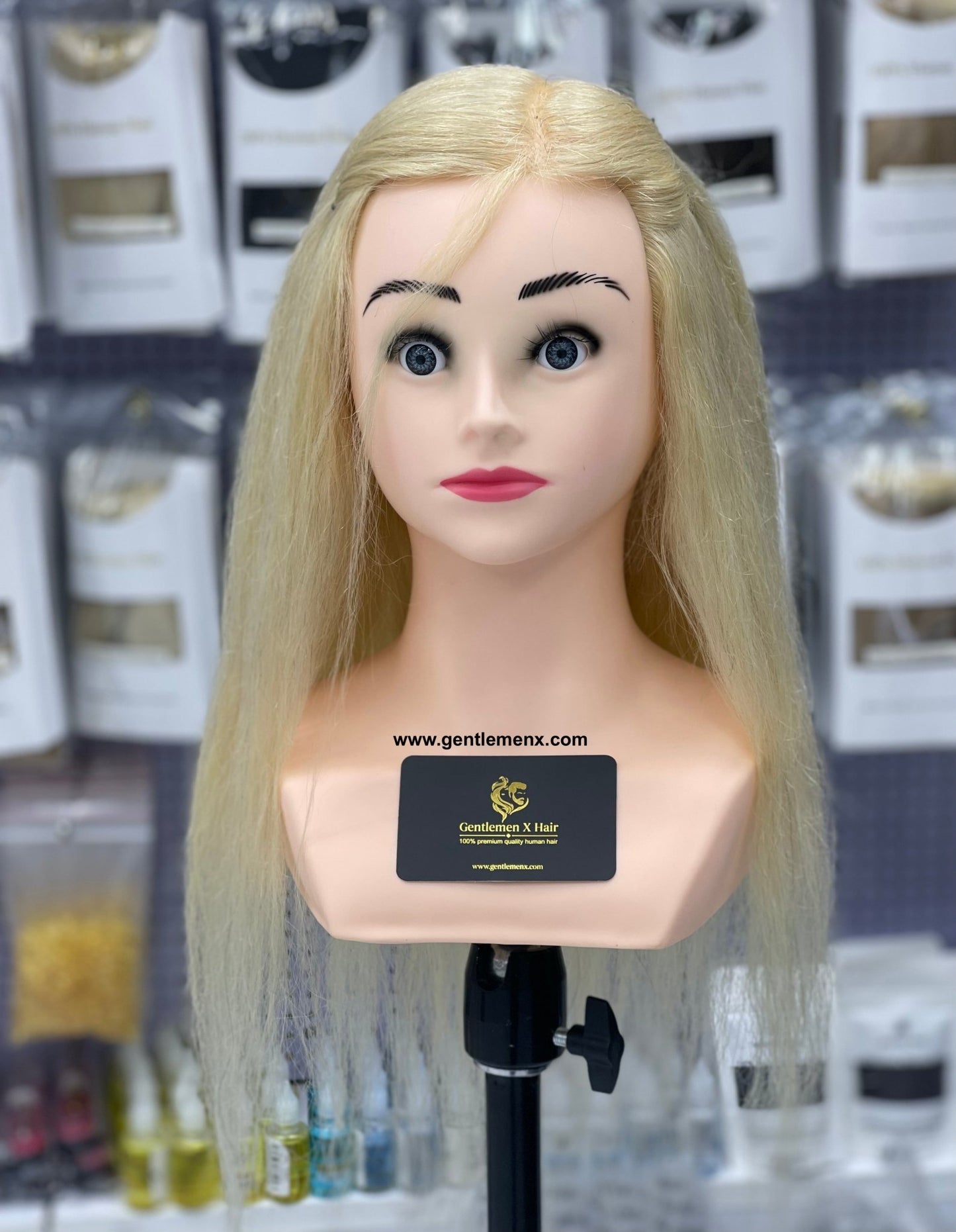 22'' 100% Natural Real Hair mannequin Head With Shoulder Doll Can Paint Curl Twist to Make Hairstyle