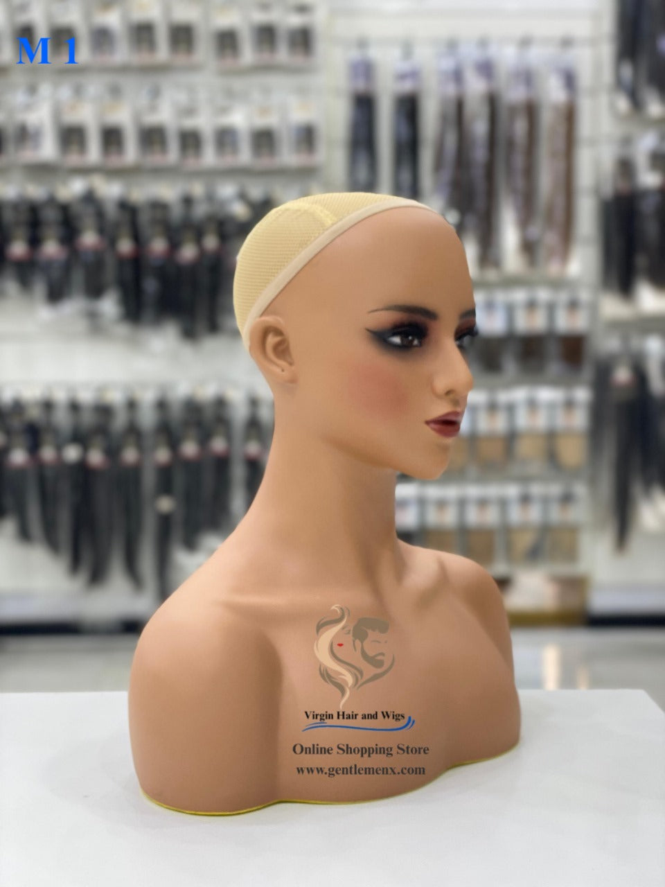 Realistic Female Mannequin Head with Shoulder for Display - Manikin Head with Shoulder for Wig/Jewelry/Makeup/Hat/Sunglass Display