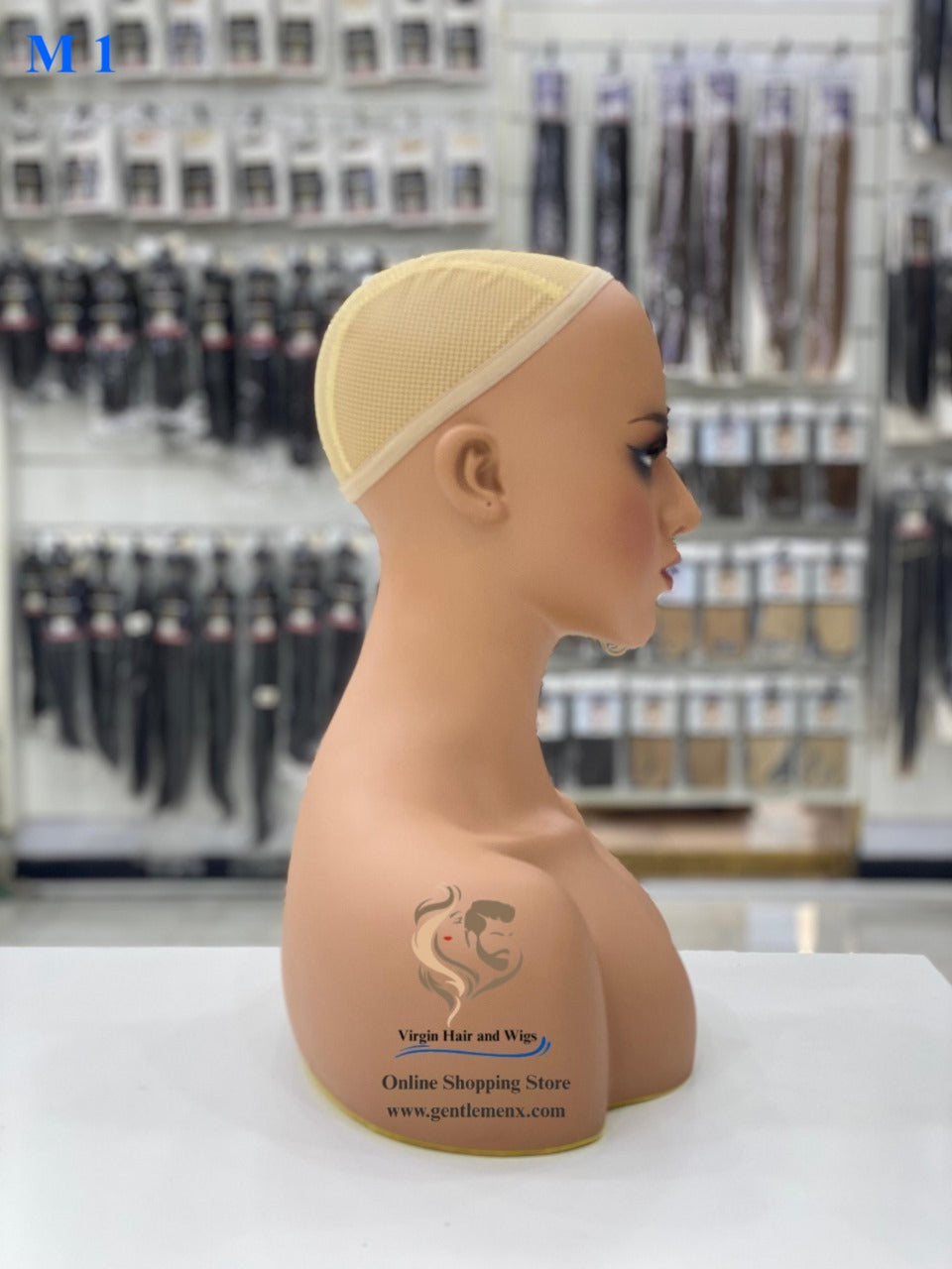 Realistic Female Mannequin Head with Shoulder for Display - Manikin Head with Shoulder for Wig/Jewelry/Makeup/Hat/Sunglass Display