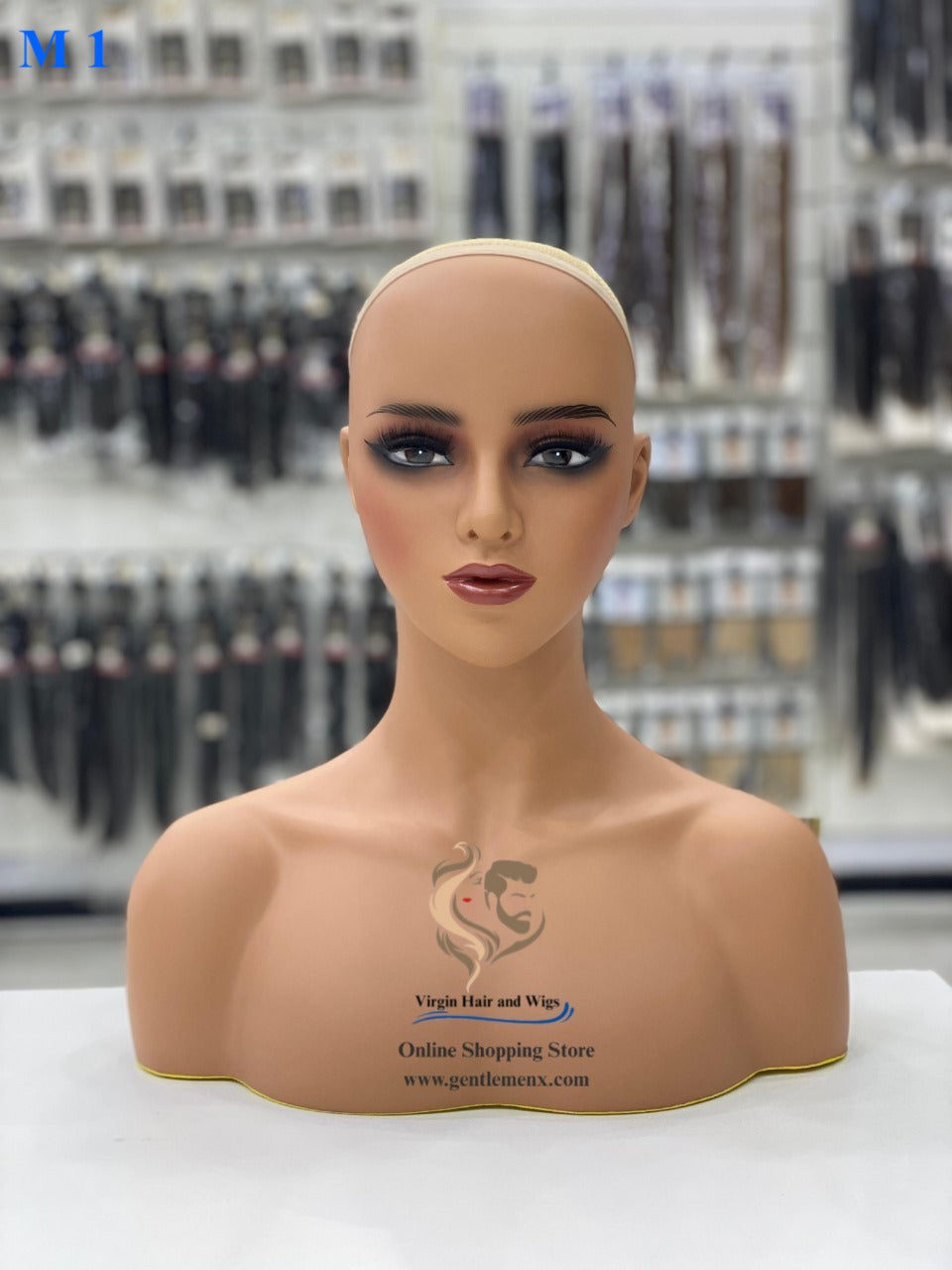 Realistic Female Mannequin Head with Shoulder for Display - Manikin Head with Shoulder for Wig/Jewelry/Makeup/Hat/Sunglass Display