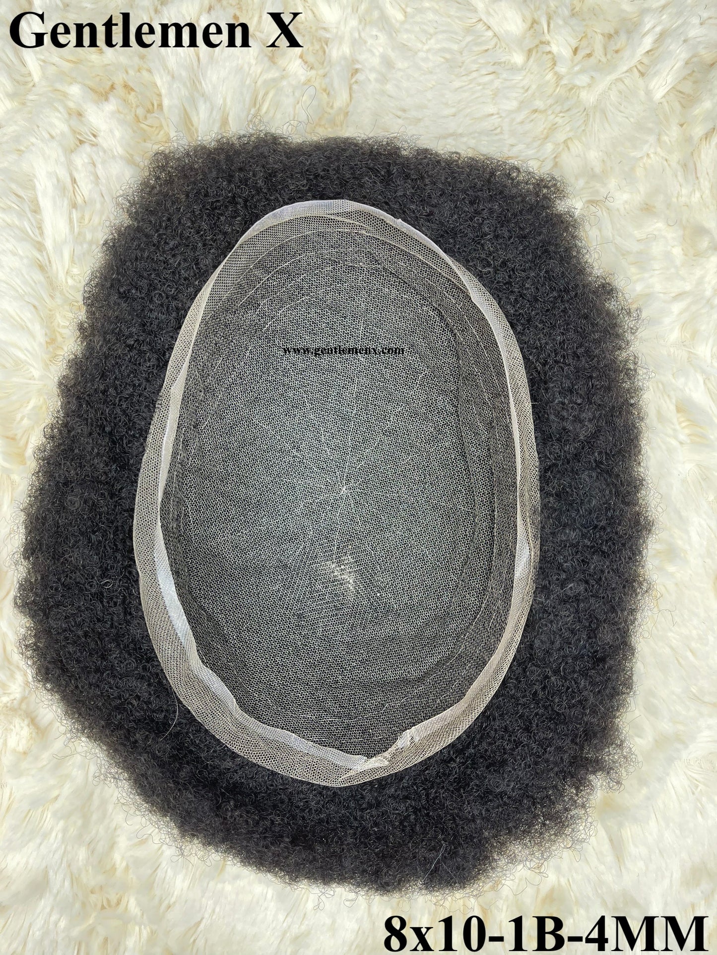 Afro Wave Toupee For Black Men Hair Systems 8x10 Inch Full Lace Afro Wig For African American Black Man Curly Weave Human Hair Units 1B 4mm Natural Color