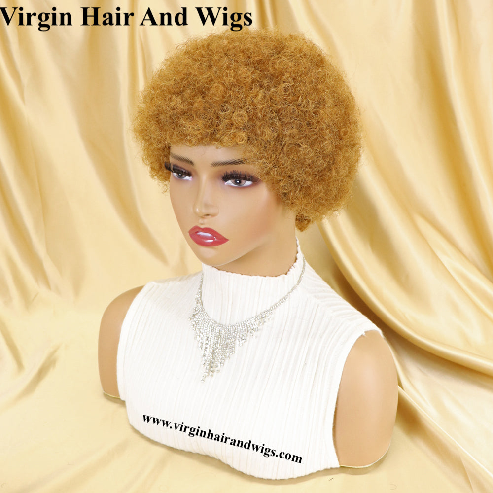 Short Afro Kinky Curly Wigs For Women Human Hair Remy Hair Human Hair Wigs Glue less Machine Made Wig