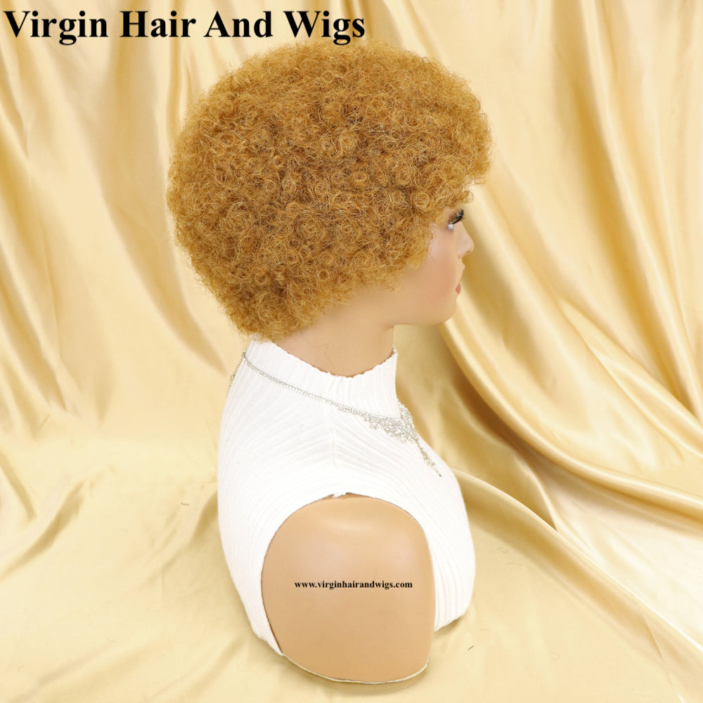 Short Afro Kinky Curly Wigs For Women Human Hair Remy Hair Human Hair Wigs Glue less Machine Made Wig