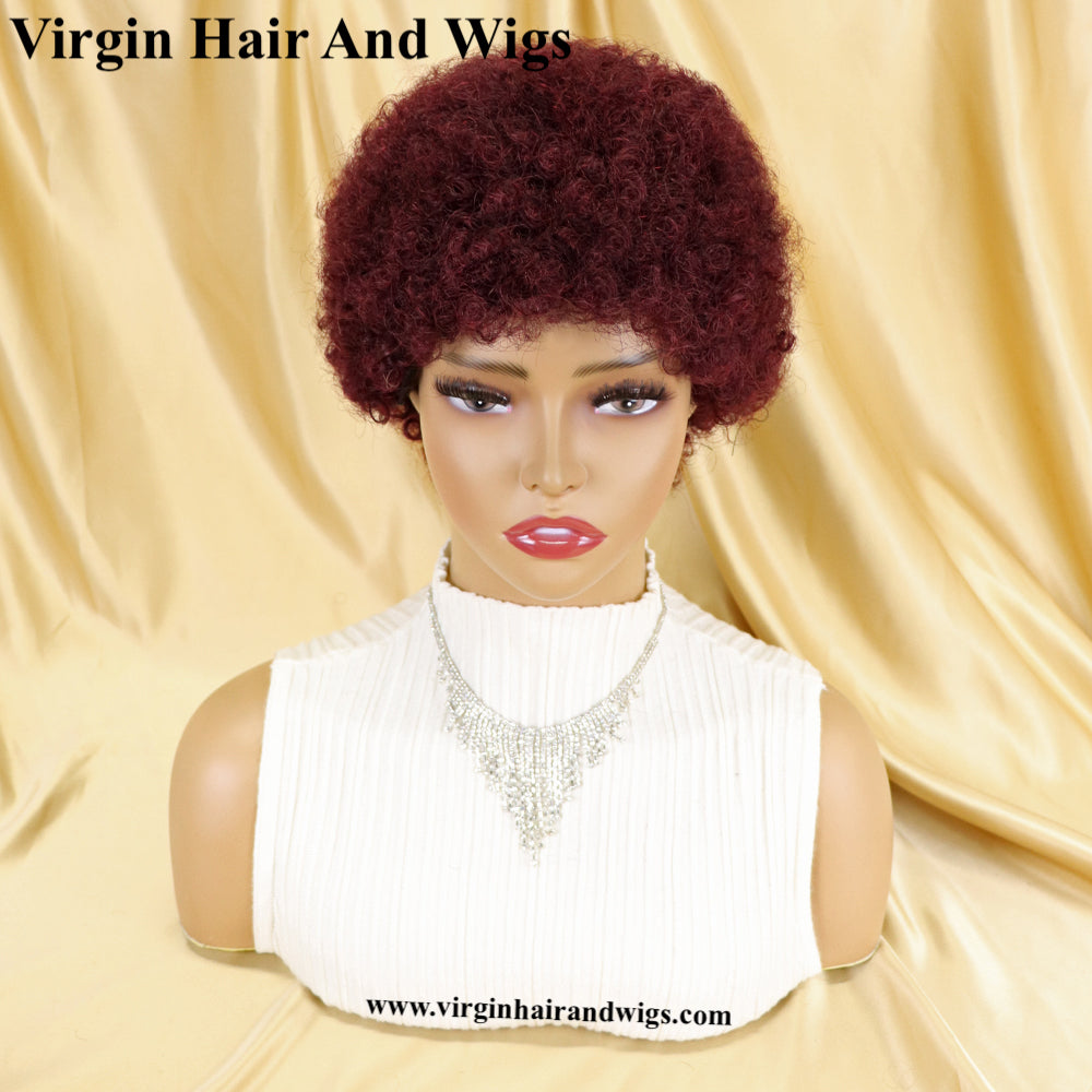 Short Afro Kinky Curly Wigs For Women Human Hair Remy Hair Human Hair Wigs Glue less Machine Made Wig