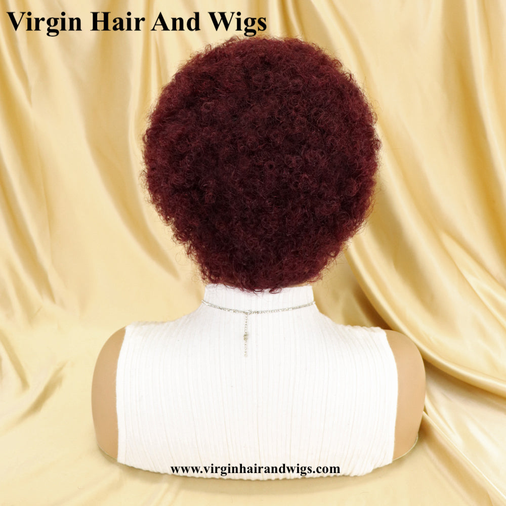 Short Afro Kinky Curly Wigs For Women Human Hair Remy Hair Human Hair Wigs Glue less Machine Made Wig