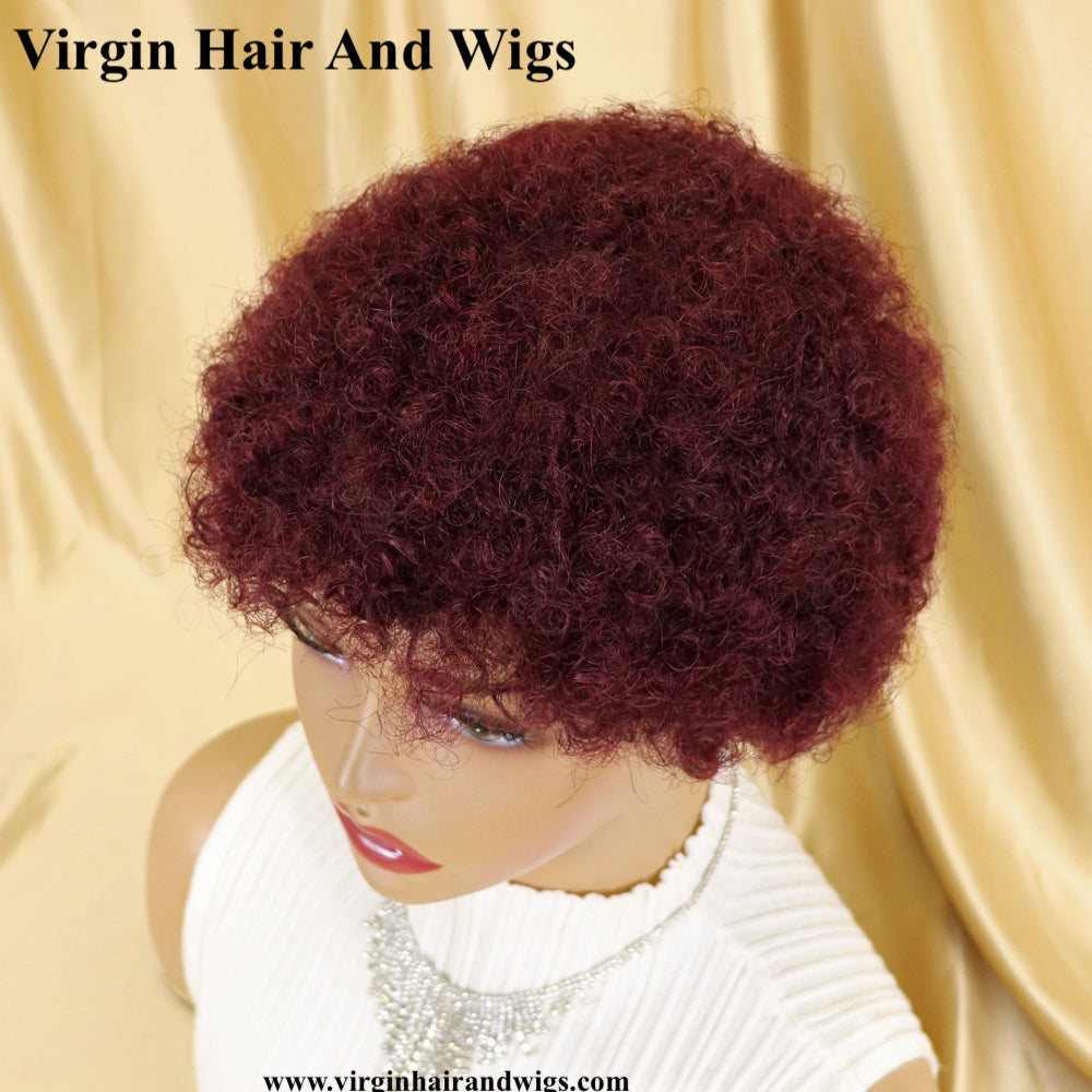 Short Afro Kinky Curly Wigs For Women Human Hair Remy Hair Human Hair Wigs Glue less Machine Made Wig