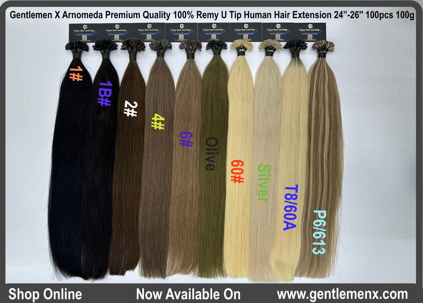 Arnomeda 50pcs 50g Nail Tip/U Tip Premium Quality 100% Remy Human Hair Extension 24”-26''