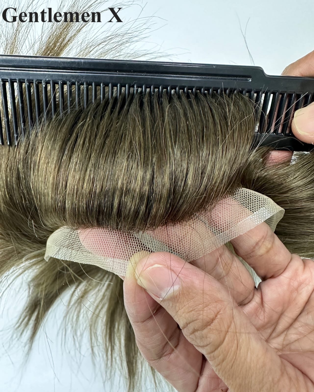 TGX Q6 With Silicon Around Lace Hair Systems with Easy Wear Breathable 100% Human Hair Toupee Hair pieces Natural Knots SU