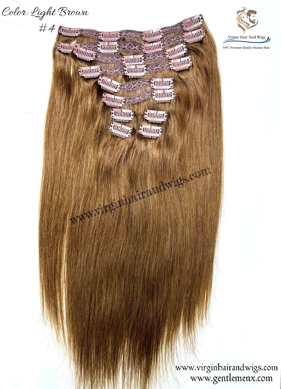 TGX Arnomeda 20''-22'' 100% Human Hair Full Head 10PCS Clips in Hair Extensions set 140g 4# Light Brown Stright