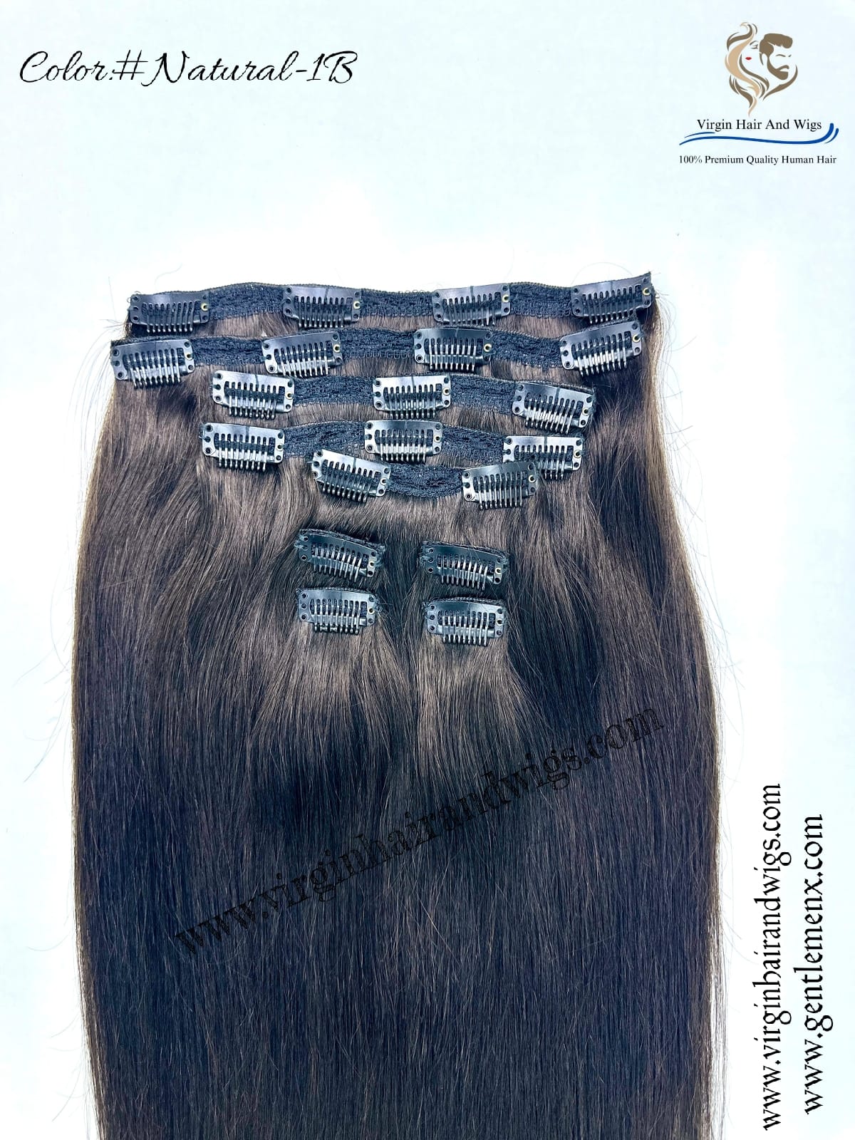 TGX Arnomeda 16''-18'' 100% Human Hair Full Head 10PCS Clips in Hair Extensions set 140g 1B Natural Stright