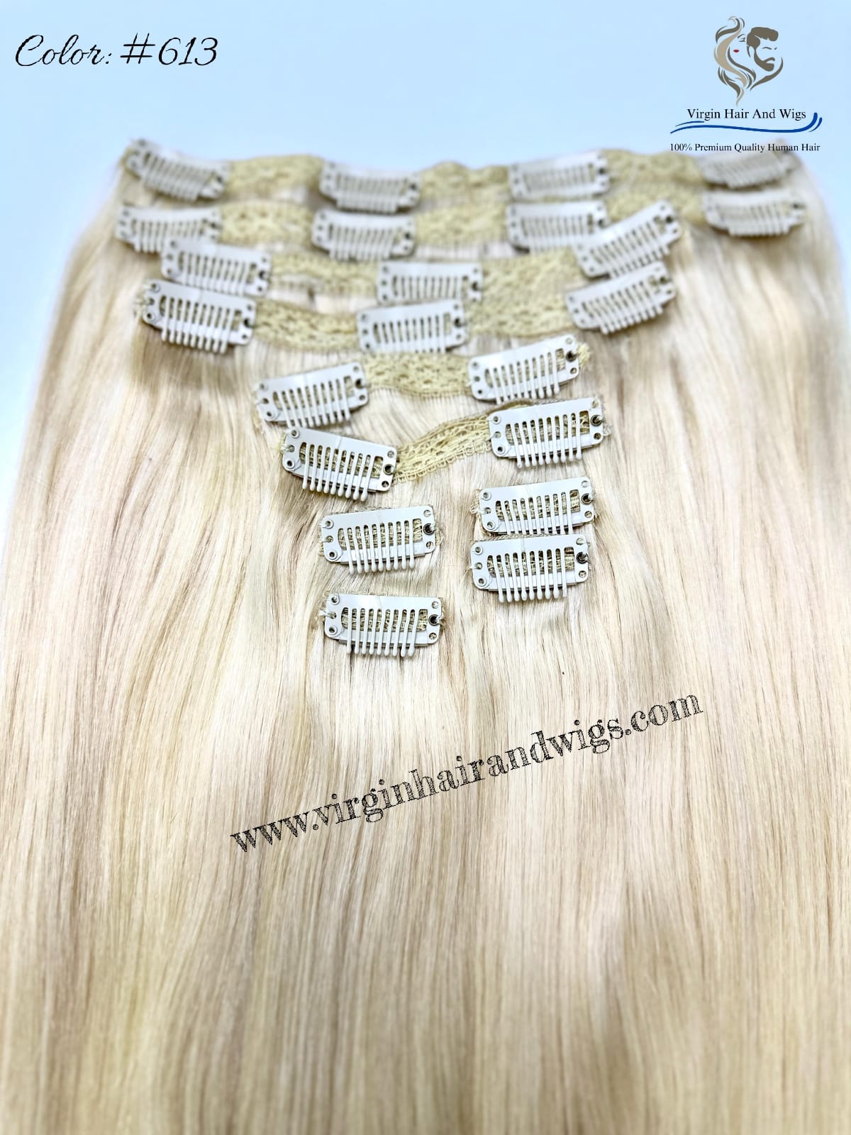 TGX Arnomeda 20''-22'' 100% Human Hair Full Head 10PCS Clips in Hair Extensions set 140g 613# Blond Stright