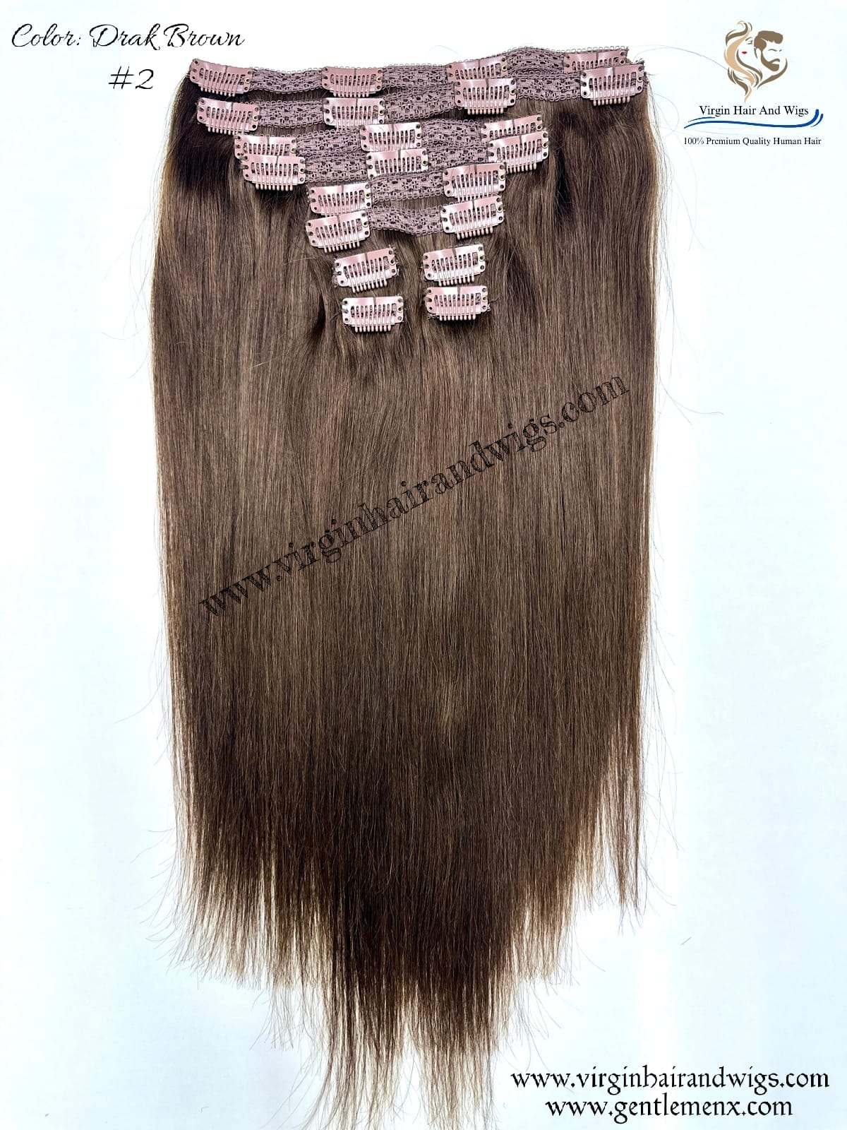 TGX Arnomeda 20''-22'' 100% Human Hair Full Head 10PCS Clips in Hair Extensions set 140g 2# Dark Brown Stright
