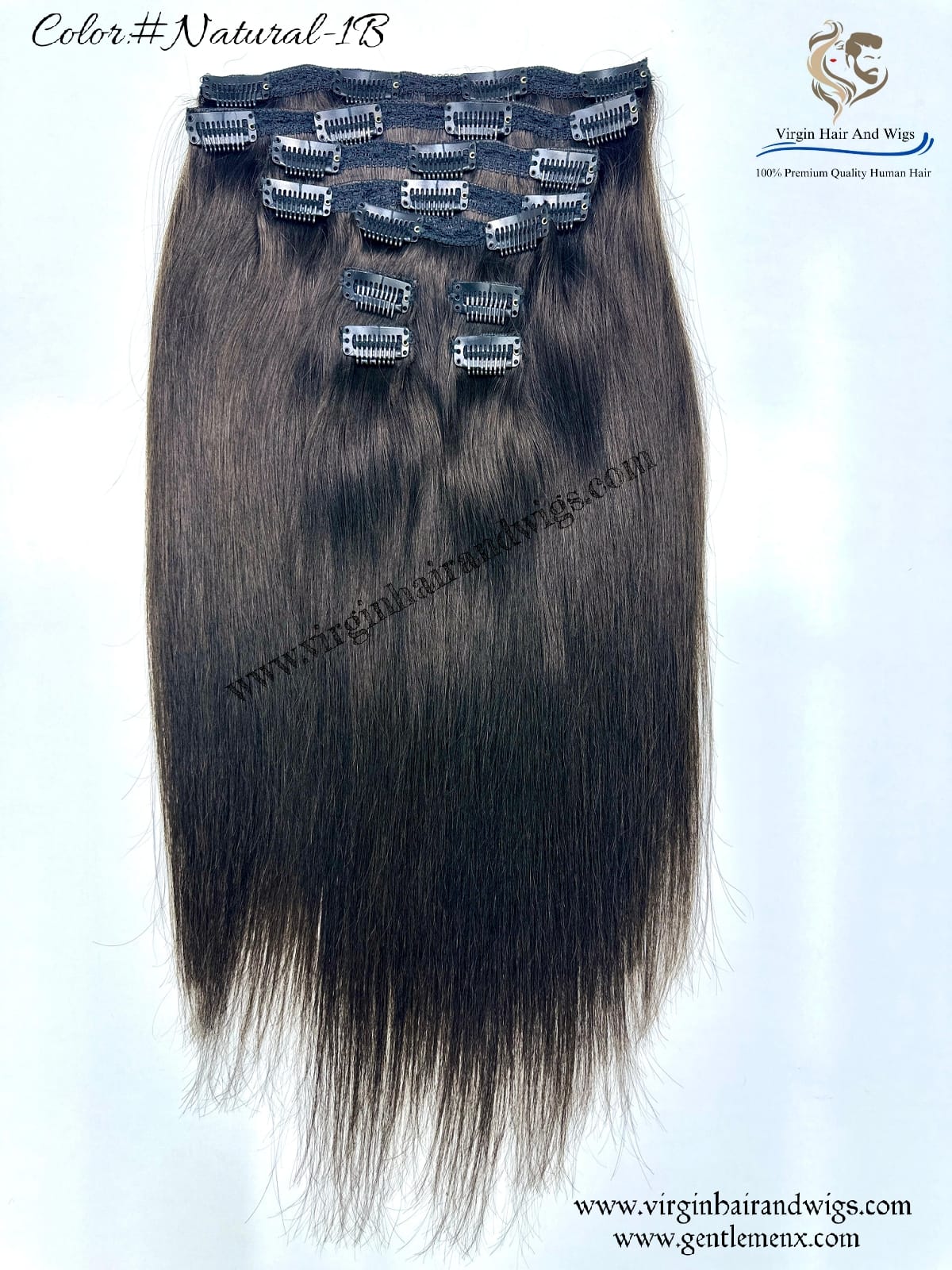 TGX Arnomeda 16''-18'' 100% Human Hair Full Head 10PCS Clips in Hair Extensions set 140g 1B Natural Stright