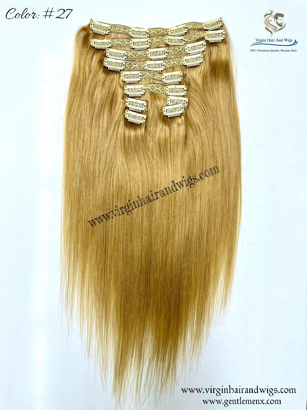 TGX Arnomeda 20''-22'' 100% Human Hair Full Head 10PCS Clips in Hair Extensions set 140g 27# Gold Stright