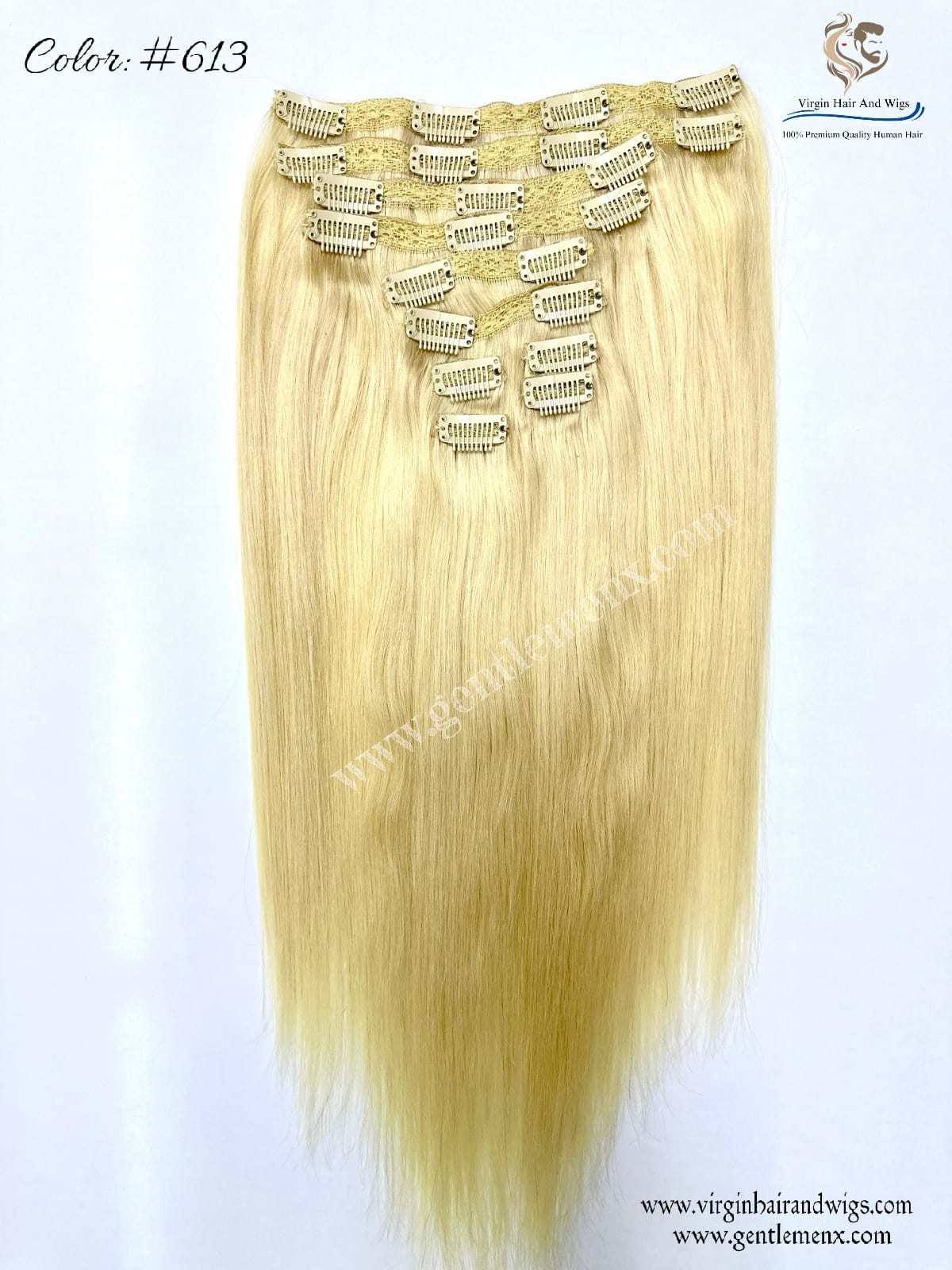 TGX Arnomeda 20''-22'' 100% Human Hair Full Head 10PCS Clips in Hair Extensions set 140g 613# Blond Stright