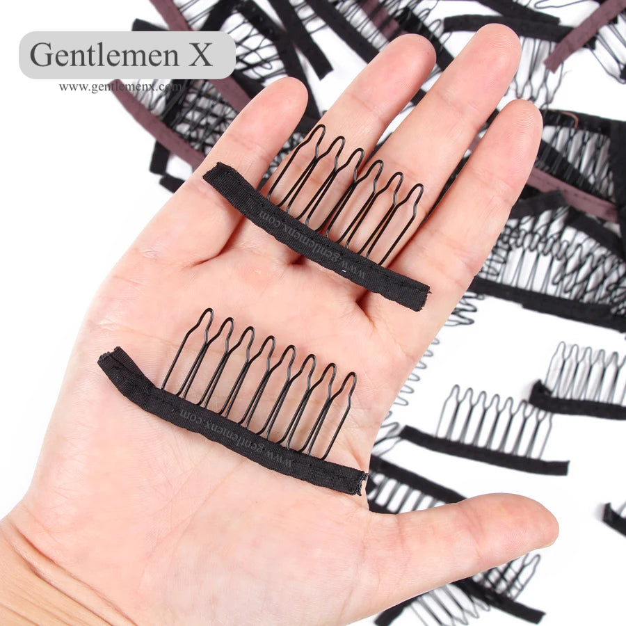 6 Teeth 12pcs Wig Combs Hair Clips For Weave Extensions Black Brown Color Sewing Hair Wig Clips Tools