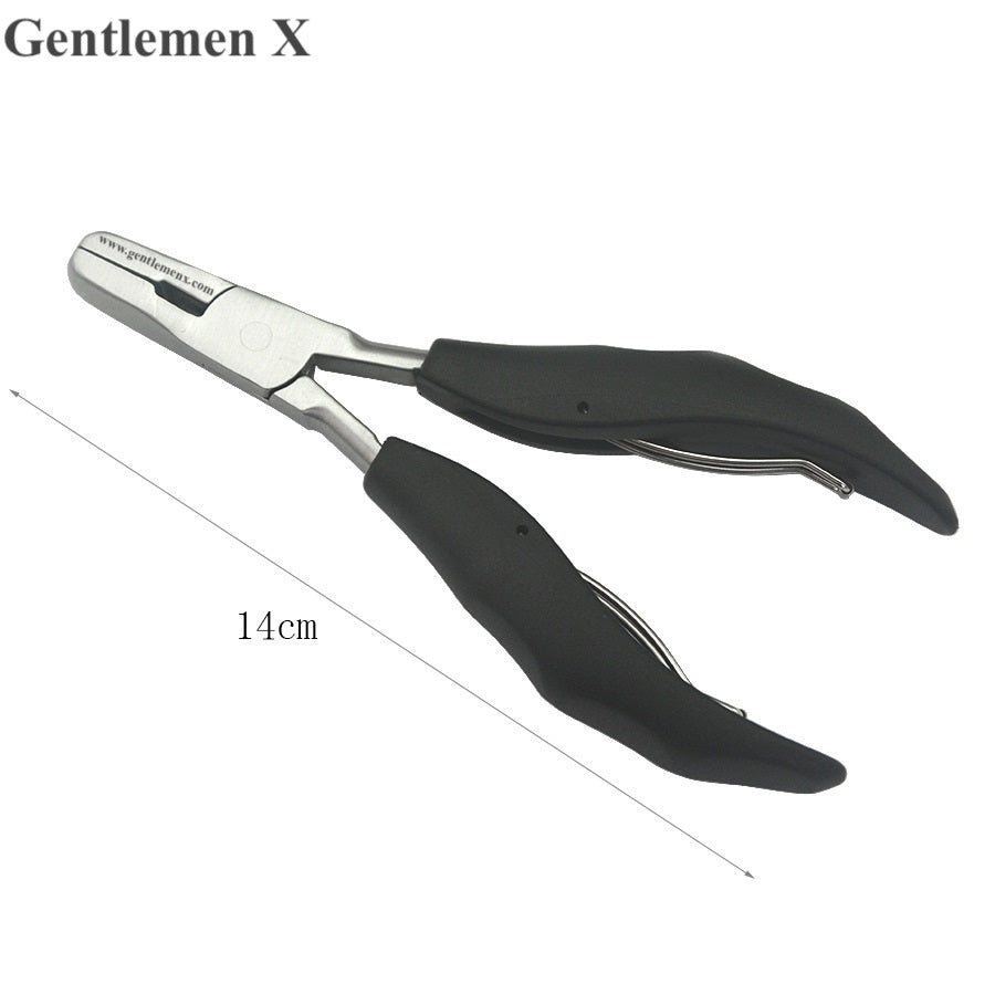 Gentlemen X Black Flat Shape Plier with Small Grooves Pre-Bonded Hair Extension Clamp P002