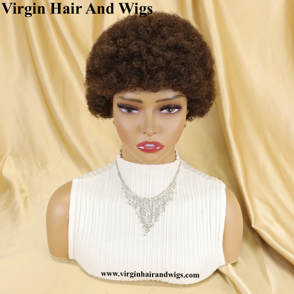 Short Afro Kinky Curly Wigs For Women Human Hair Remy Hair Human Hair Wigs Glue less Machine Made Wig