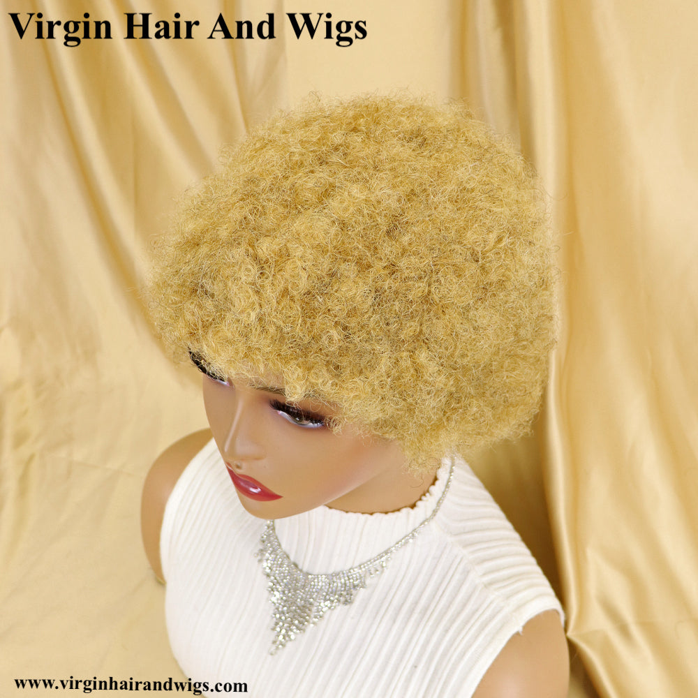 Short Afro Kinky Curly Wigs For Women Human Hair Remy Hair Human Hair Wigs Glue less Machine Made Wig