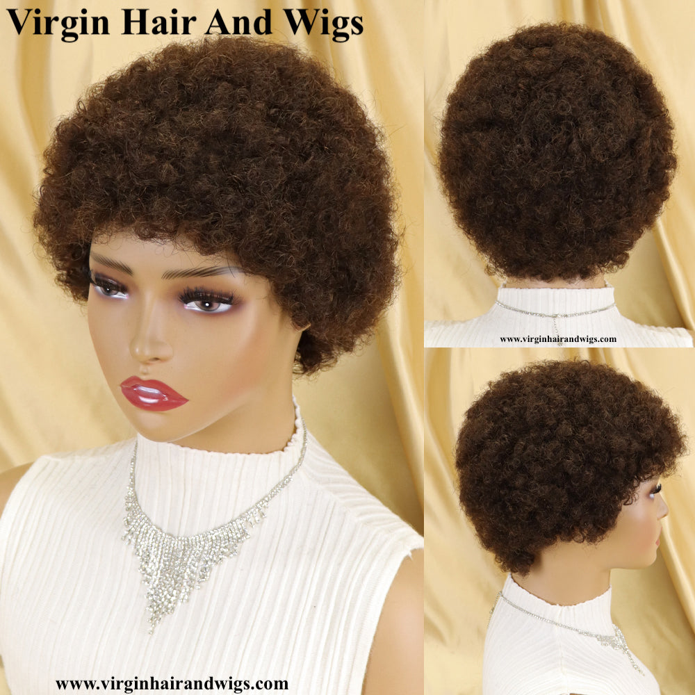 Short Afro Kinky Curly Wigs For Women Human Hair Remy Hair Human