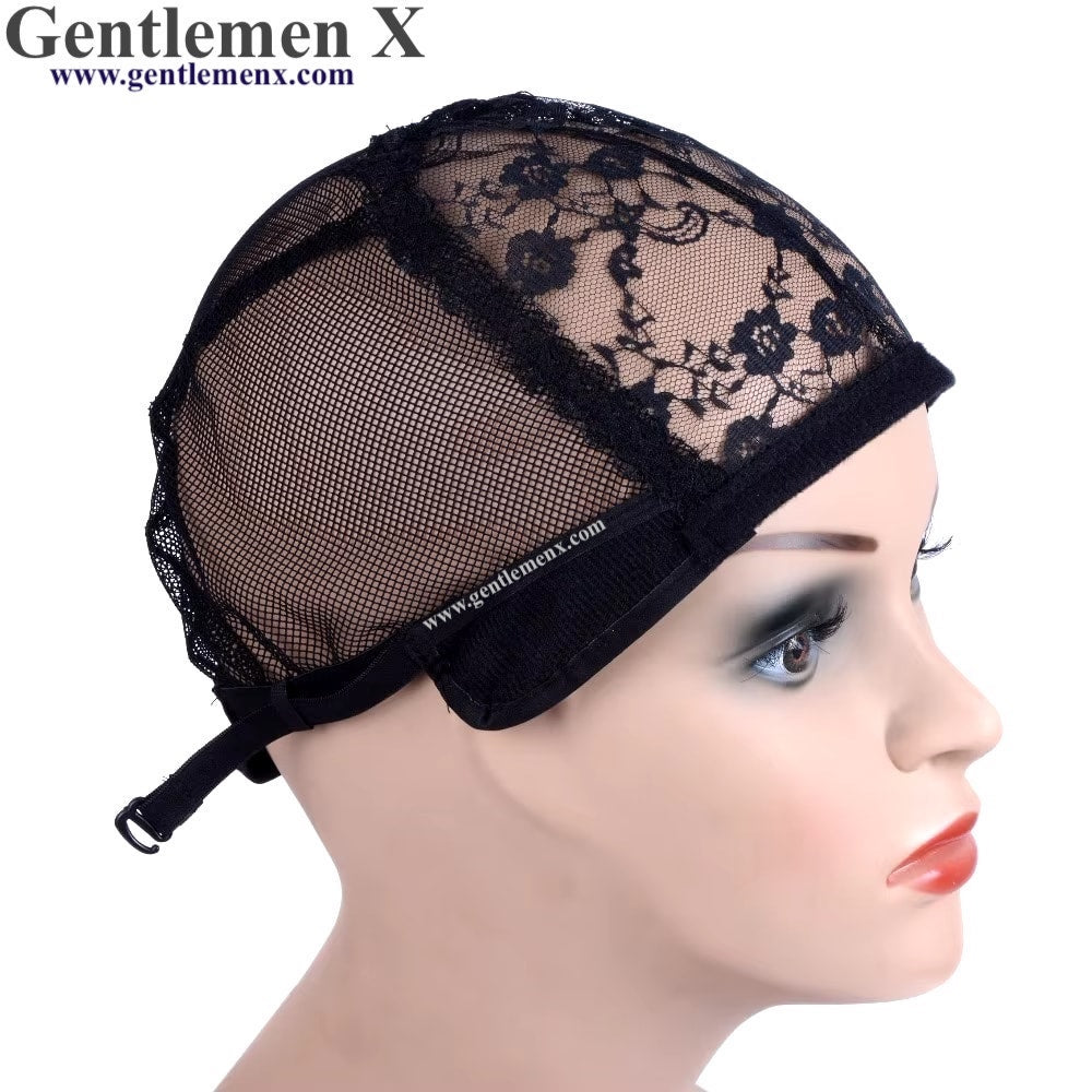 Lace Wig Caps for Making Wigs Hair Weaving Stretch Adjustable Wig Cap Black Dome Cap for Wig Hair Nets