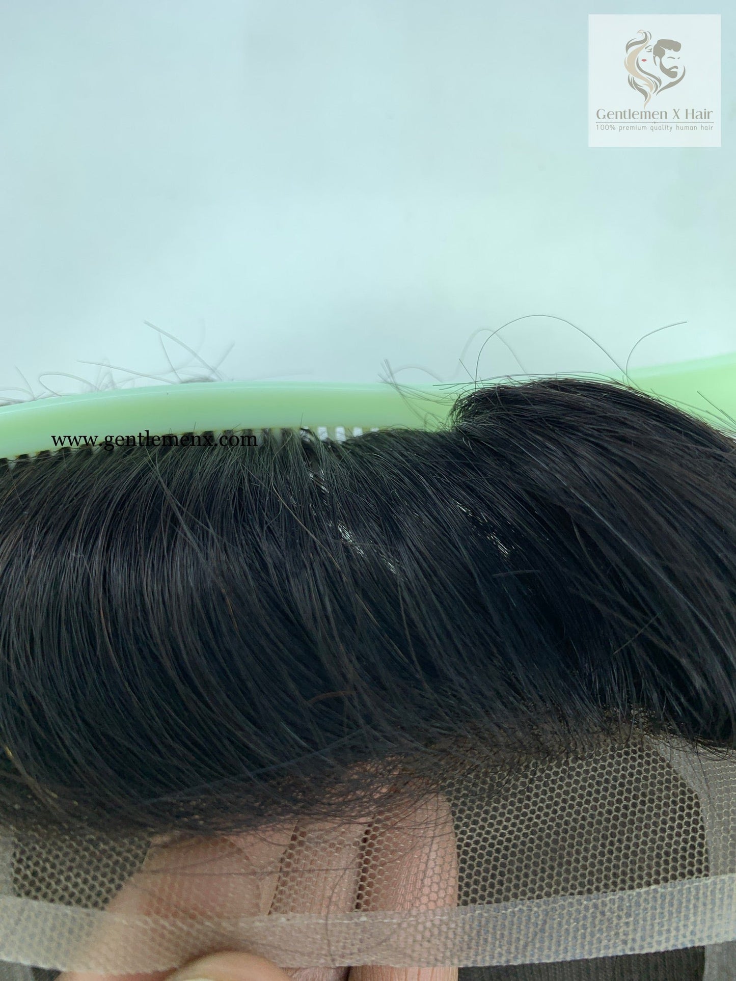 Gentlemen X Premium New Swiss front Lace Poly Skin Around Hair Systems with Easy Wear Breathable 100% Human Hair Toupee natural Bleached Invisible Knots