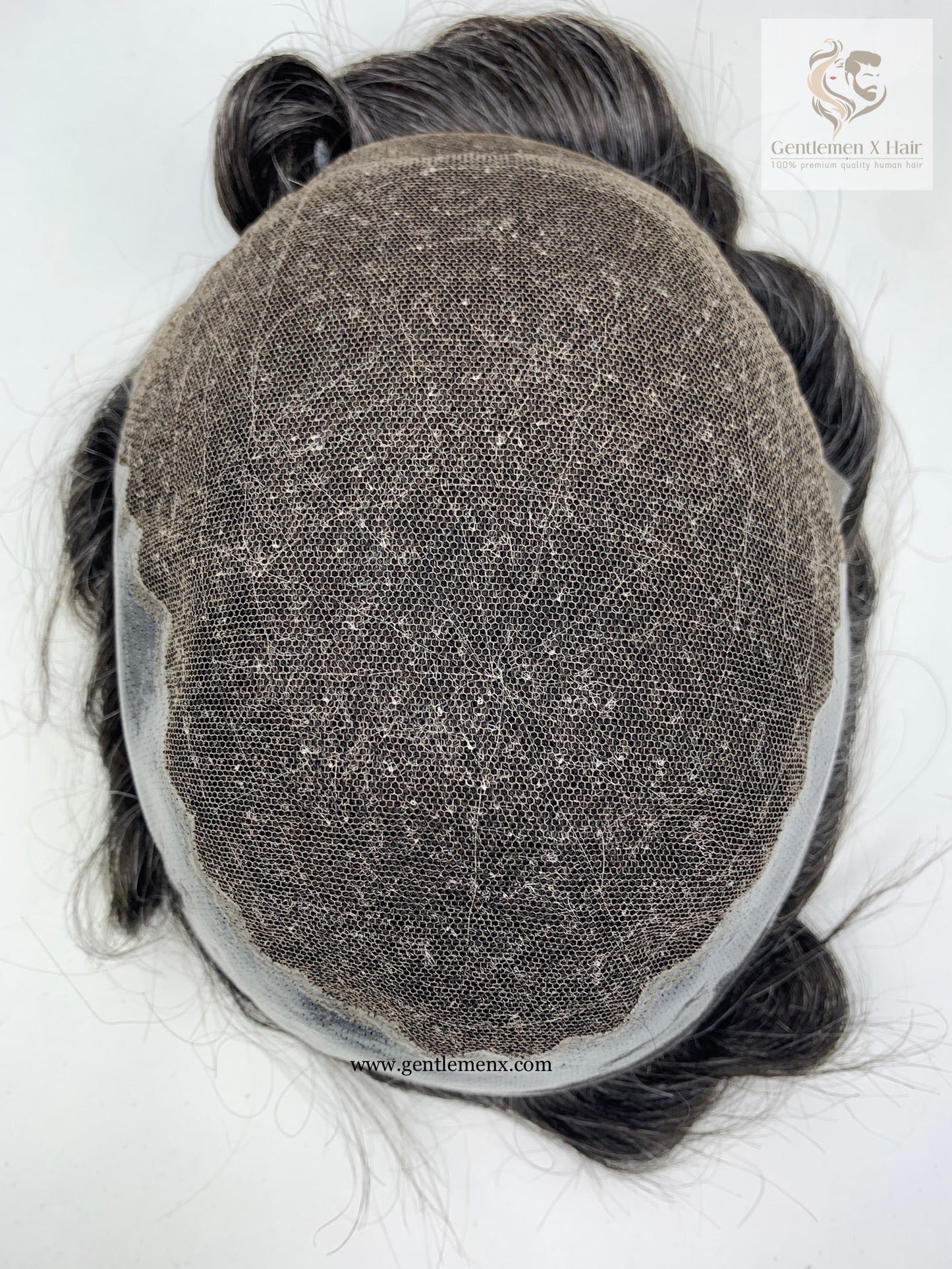 Gentlemen X Premium European ck2 Q6 Toupee Lace Front 100% Human Hair Systems with Easy Wear Breathable Hairpieces Natural Bleached Invisible Knots