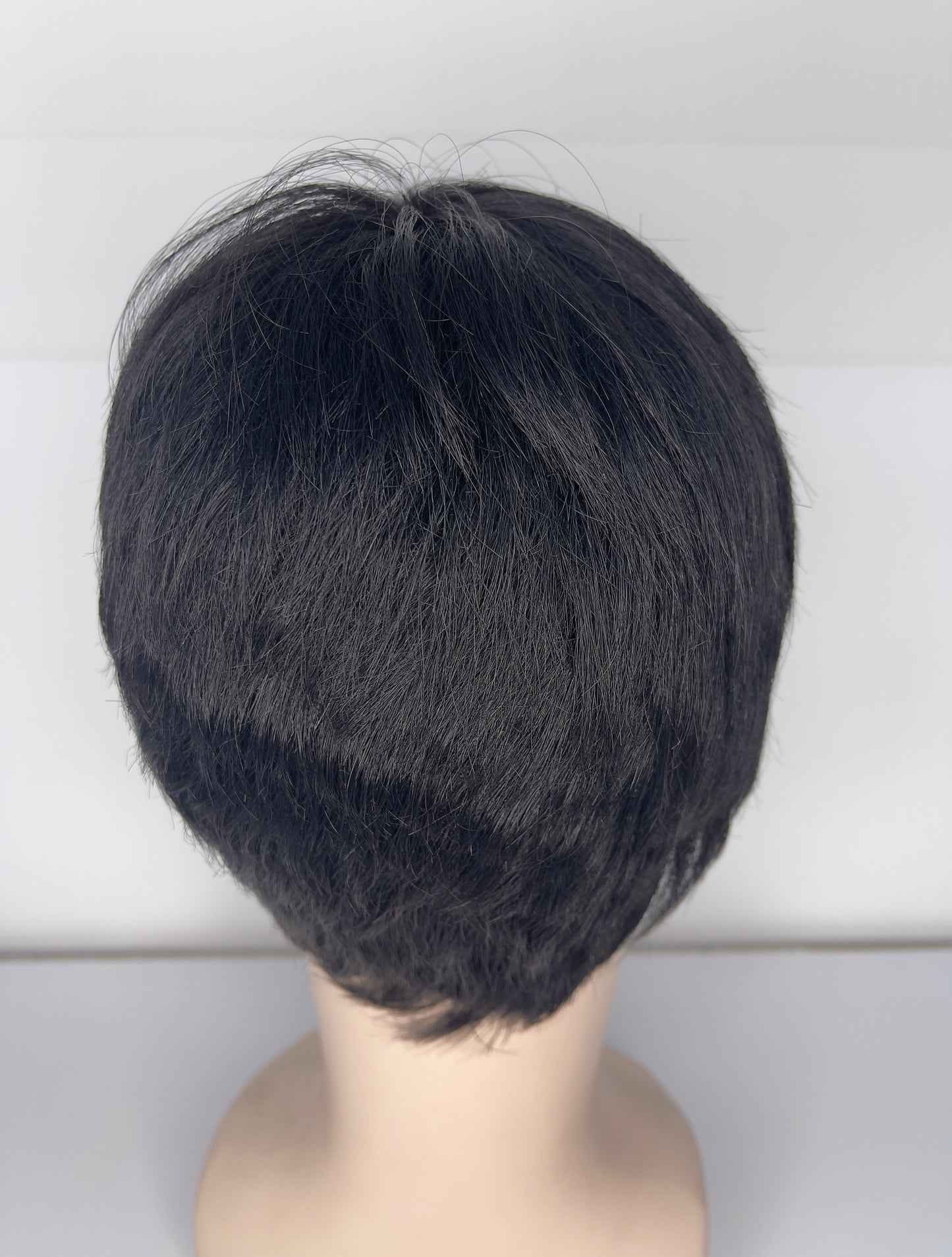 Men's short Wig 100% Human Hair Natural Black 1B M7027