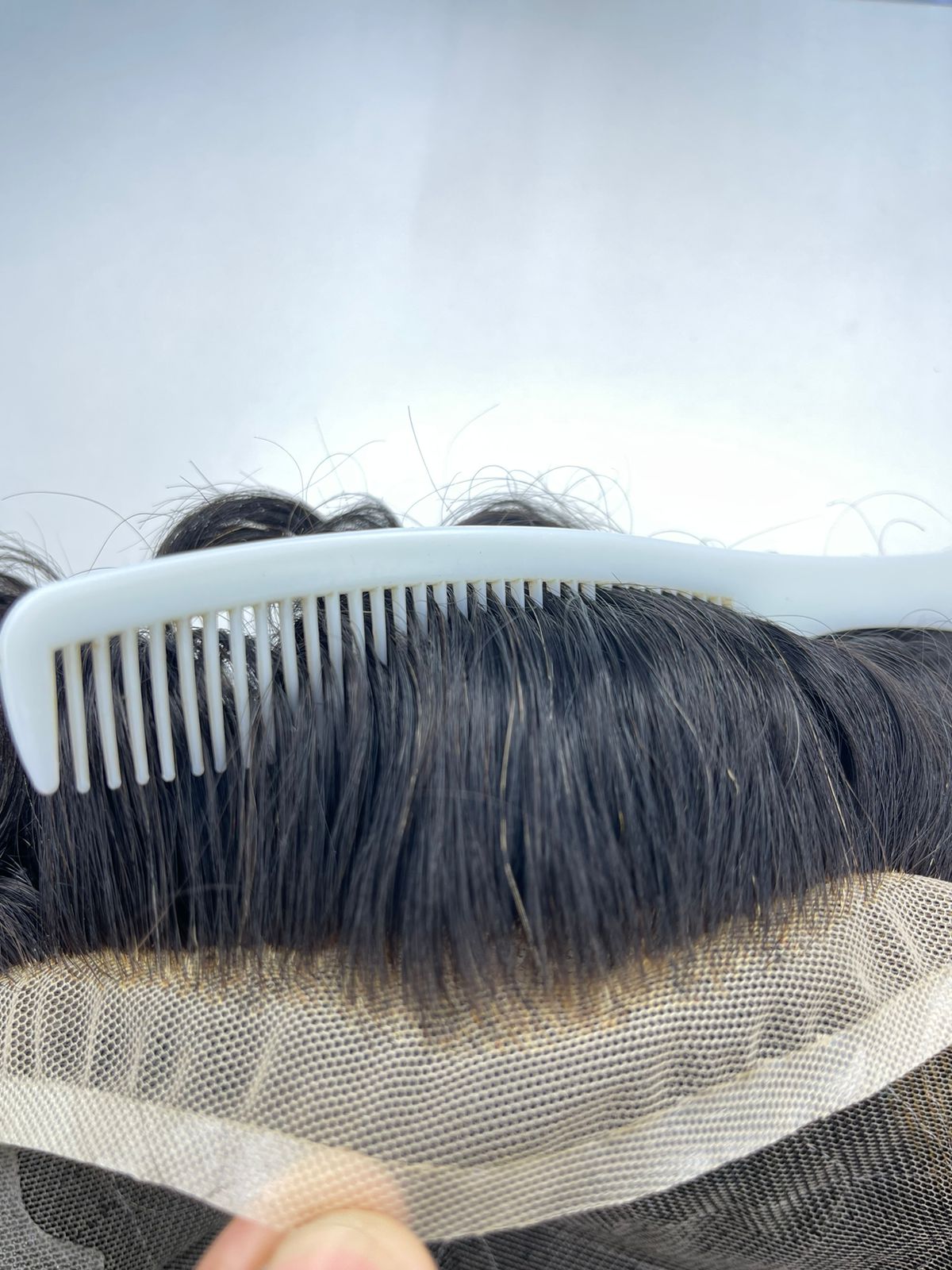 TGX Q6 SU Toupee Lace Hair Systems with Easy Wear Breathable 100% Human Hair Toupee Hairpieces Natural Bleached Invisible Knots Men's unit