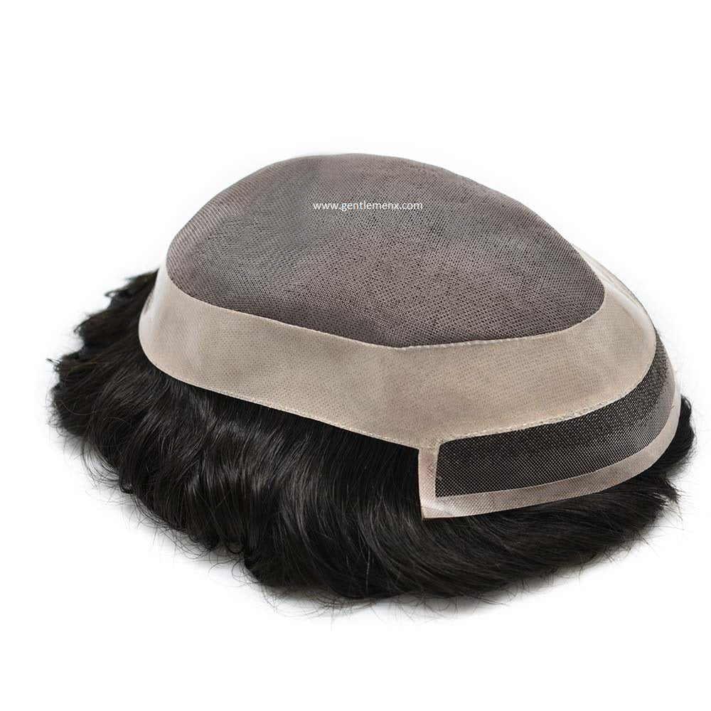 Mono Front Lace 100% Human Toupee Hair Systems with Easy To Wear Toupee Hair pieces Natural Men's Hair Units SUB