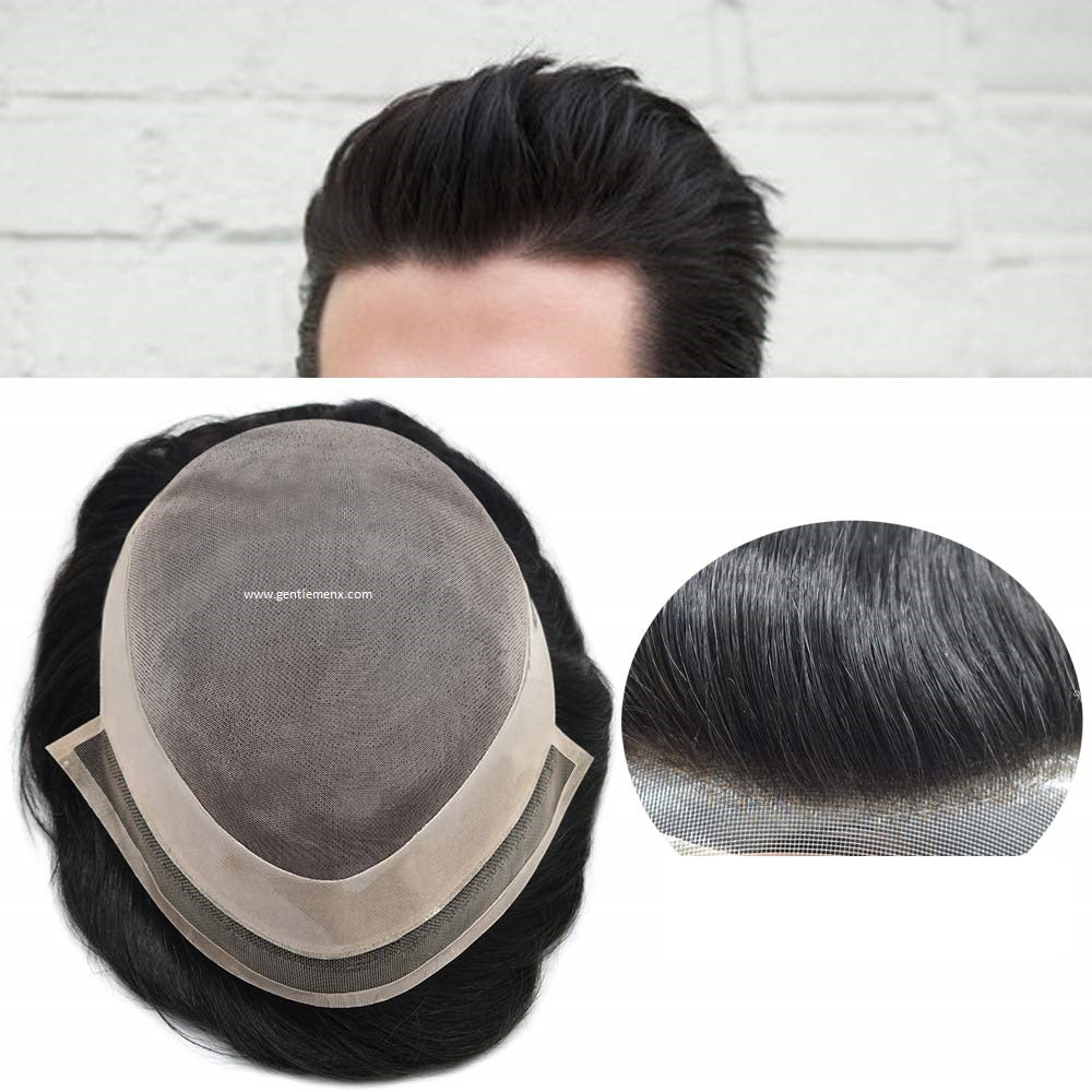 Mono Front Lace 100% Human Toupee Hair Systems with Easy To Wear Toupee Hair pieces Natural Men's Hair Units SUB