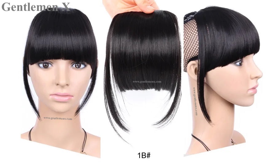 TGX 100% Real Human Hair Clip-In Bangs & Hair Extensions with Wispy Fringe Flat Line