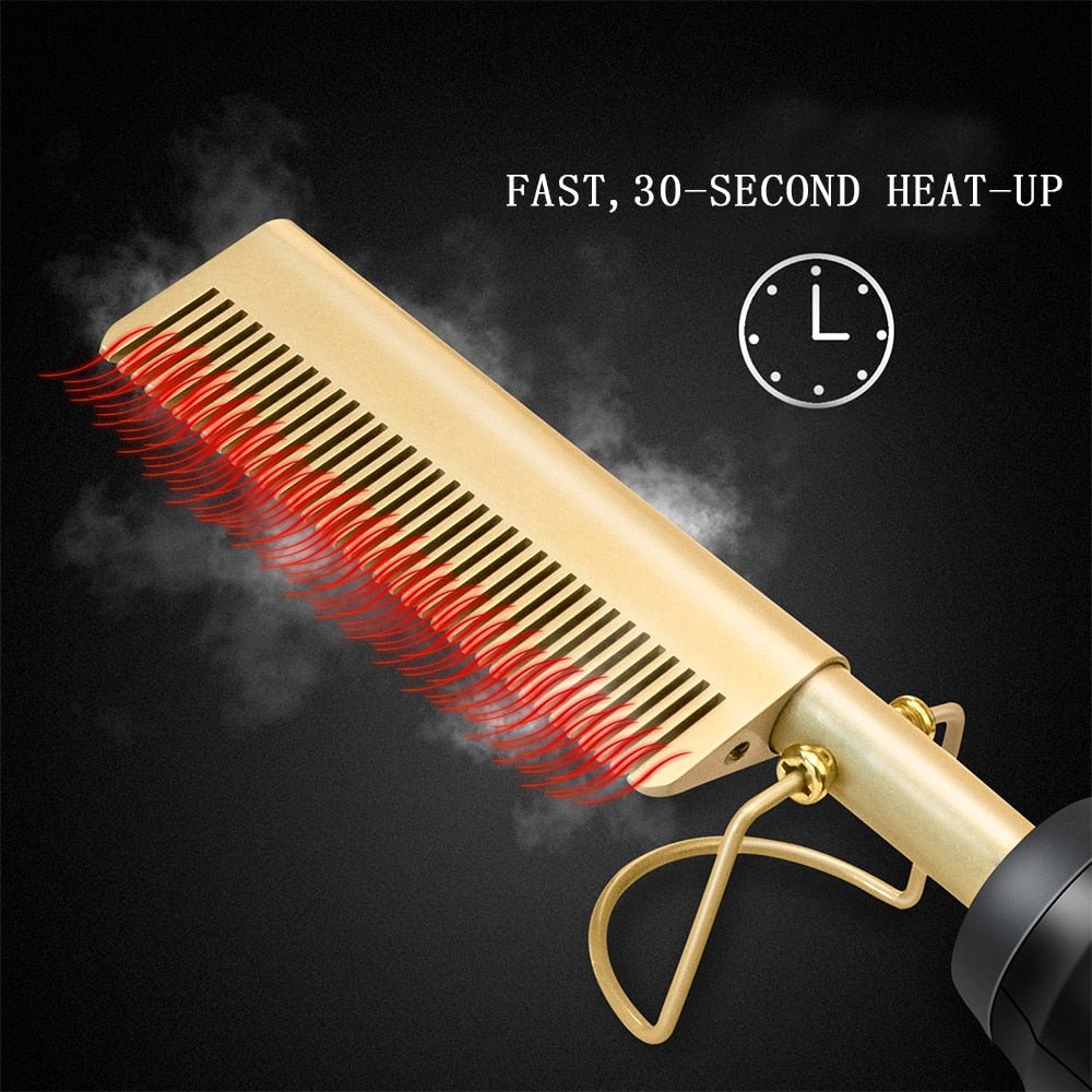 2 in 1 Hot Comb Straightener Electric Hair Straightener Hair Curler Wet Dry Use Hair Flat Irons Hot Heating Comb For Hair for Unisex