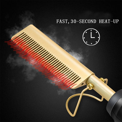 2 in 1 Hot Comb Straightener Electric Hair Straightener Hair Curler Wet Dry Use Hair Flat Irons Hot Heating Comb For Hair for Unisex