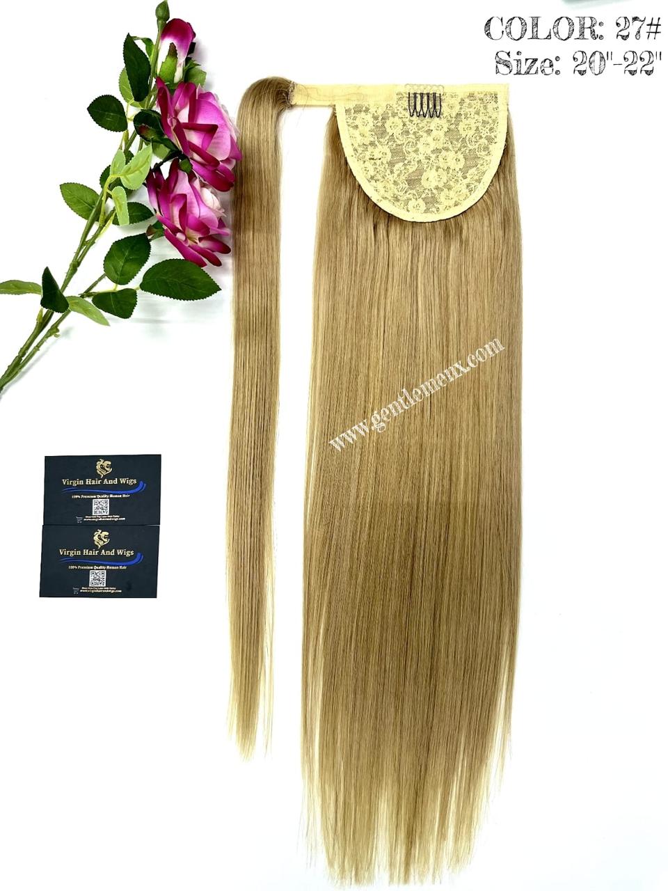 TGX Arnomeda 20''-22'' 100% Remy Human Hair Ponytail Extensions 140g 27# Gold Straight