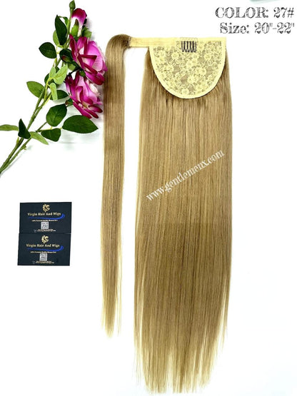 TGX Arnomeda 20''-22'' 100% Remy Human Hair Ponytail Extensions 140g 27# Gold Straight