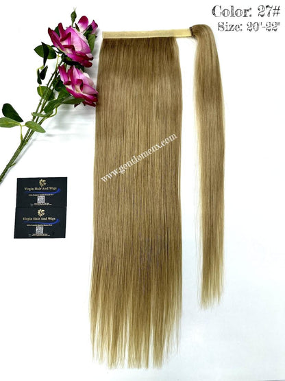 TGX Arnomeda 20''-22'' 100% Remy Human Hair Ponytail Extensions 140g 27# Gold Straight