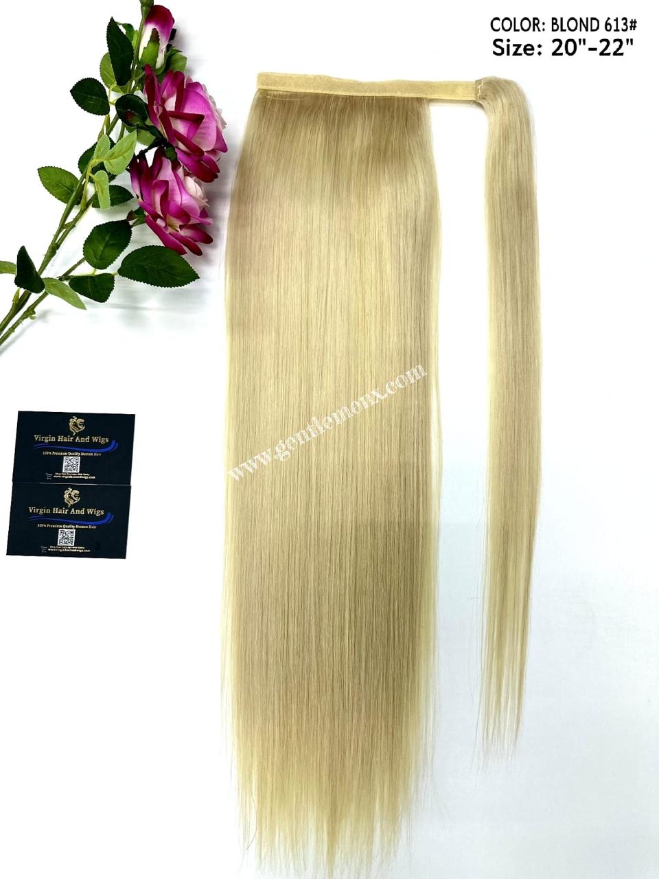 TGX Arnomeda 20''-22'' 100% Remy Human Hair Ponytail Extensions 140g 613# Blond Straight