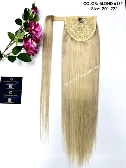 TGX Arnomeda 20''-22'' 100% Remy Human Hair Ponytail Extensions 140g 613# Blond Straight