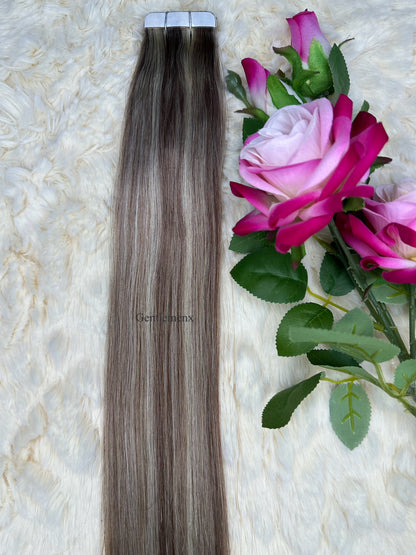 TGX 24''-26'' Arsuim Tape in Hair Extensions 100% Human Hair, Secure Pu Hair Extensions Seamless 40g Pack 20Pcs