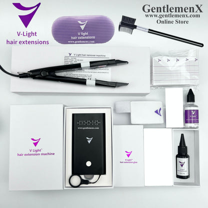 Set/Kit de extensiones de cabello con tecnología V-Light Pieza de cabello con máquina de extensión de cabello v light.