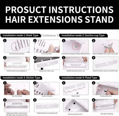 Hair Extension stand/Holder Hair Extension Style Caddy Designed to Hold Clip-Ins, Tape-In’s, Micro Bundles and Sew-In Wefts While You Color, Wash, Style, Pack and Store (White)