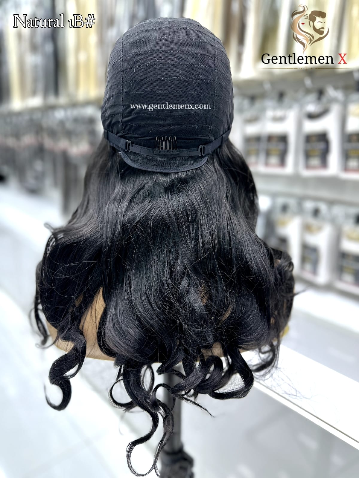 20'' Arsuim Side T Part Remy human Hair Lace Wig Natural Wave Color Natural 1B