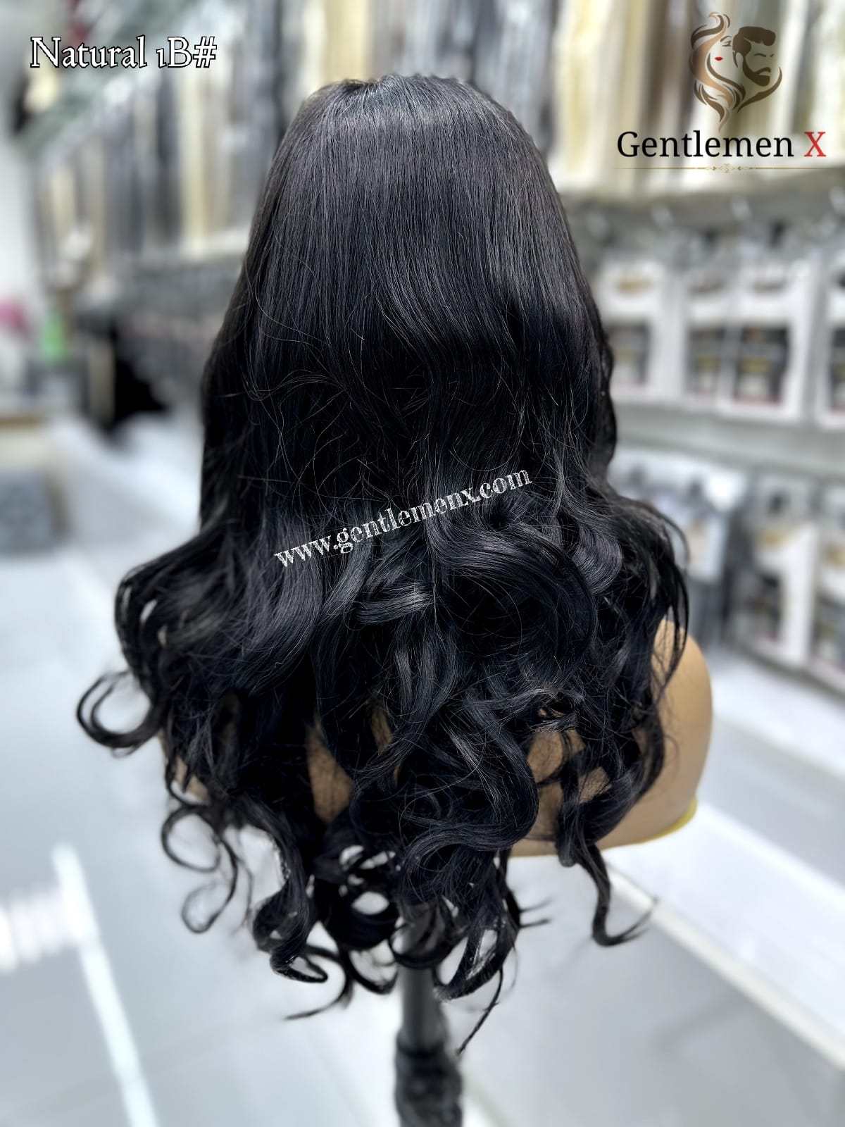 20'' Arsuim Side T Part Remy human Hair Lace Wig Natural Wave Color Natural 1B