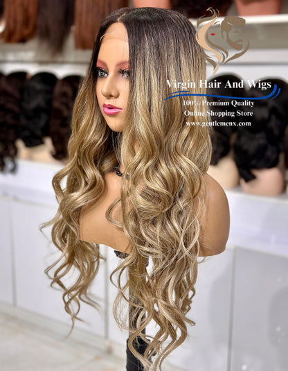 13x4 Free Part Front Lace Esther - Arika Heat Friendly Synthetic Lace Wig (TAT4/12/Apric)