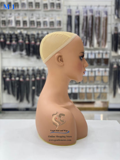 Realistic Female Mannequin Head with Shoulder for Display - Manikin Head with Shoulder for Wig/Jewelry/Makeup/Hat/Sunglass Display