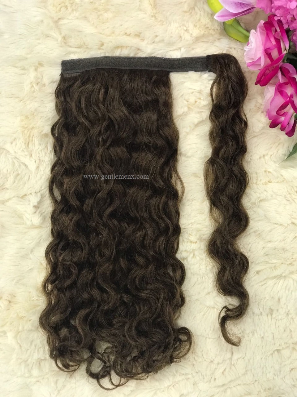 TGX Arnomeda 20''-22'' 100% Remy Human Hair Ponytail Extensions 140g 4# Light Brown Water Wave