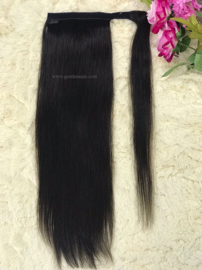 TGX Arnomeda 20''-22'' 100% Remy Human Hair Ponytail Extensions 140g 1B Natural Straight